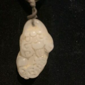 Vintage White Hardstone Carved Pendant on cord